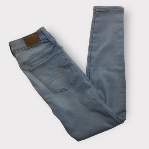 American Eagle Super Hi-Rise Jeggings 00 Regular Light Wash - Picture 6 of 16